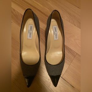 Jimmy choo wool & patent leather shoes size 38 kitten heels